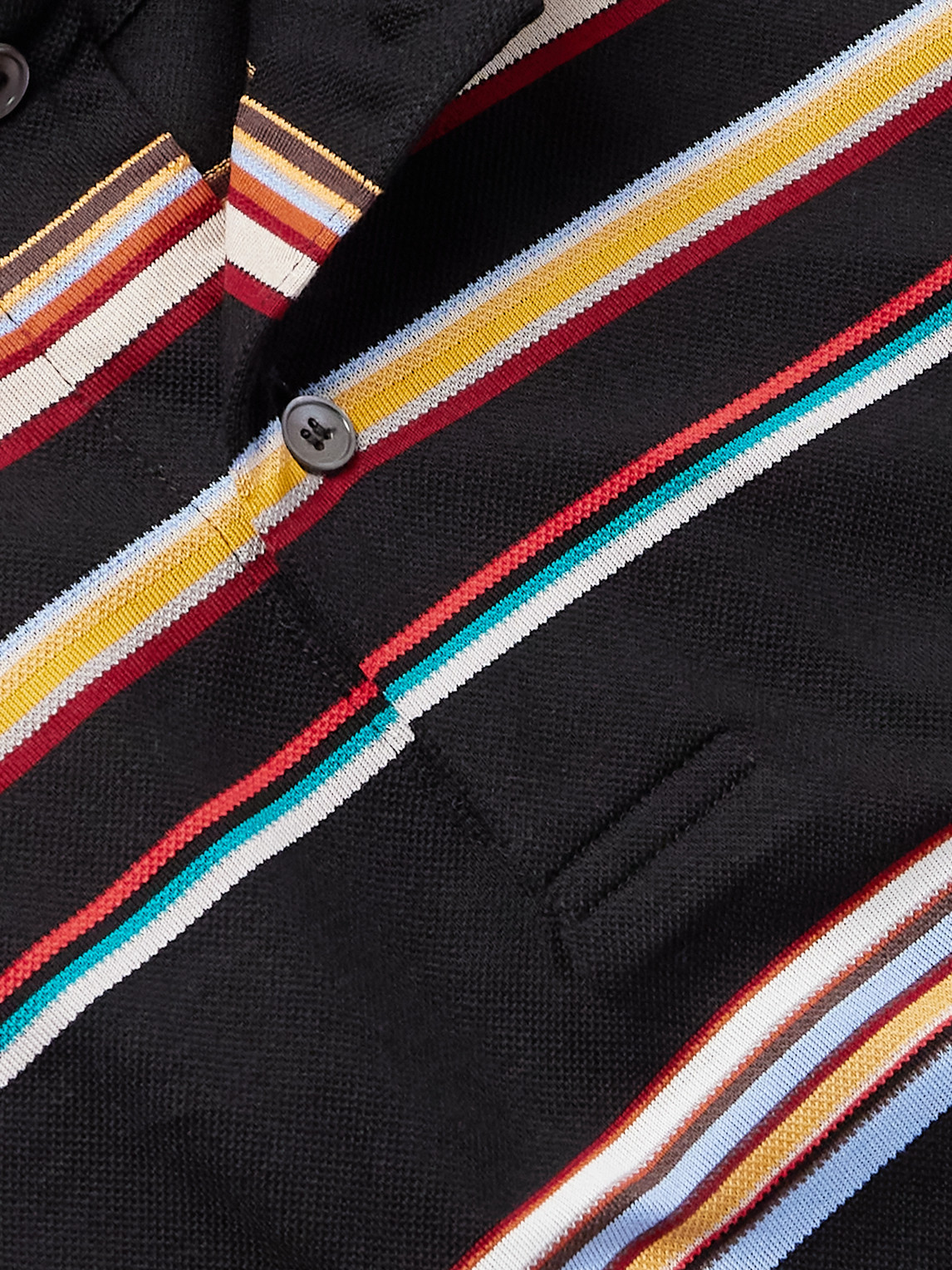 Paul Smith Horizontal Stripe Polo Shirt With Sophisticated Collar In Black