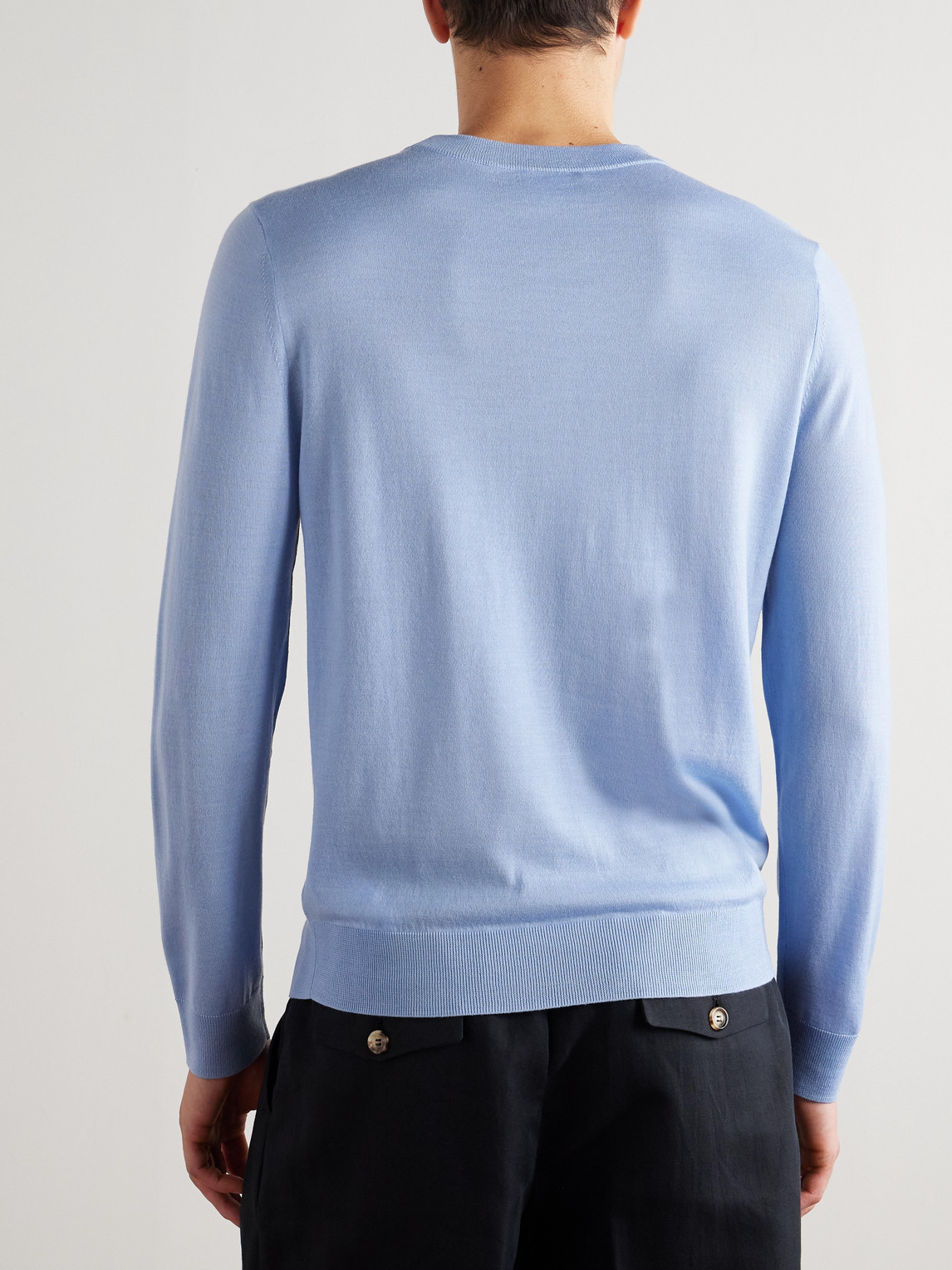  Paul Smith - Logo-embroidered Merino Wool Sweater - Men - Blue - Xl 