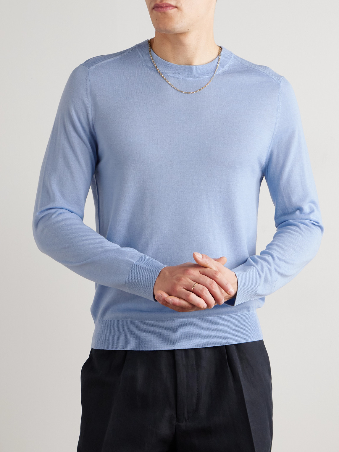  Paul Smith - Logo-embroidered Merino Wool Sweater - Men - Blue - Xl 