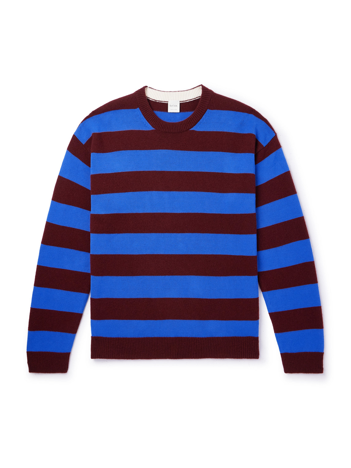 Paul Smith Striped Wool And Cotton-blend Sweater In Blue