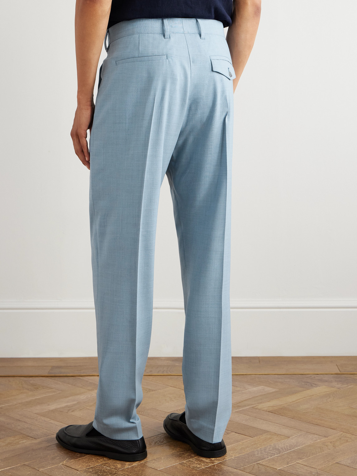 Paul Smith Tapered Pleated Stretch-wool Suit Trousers In Blue
