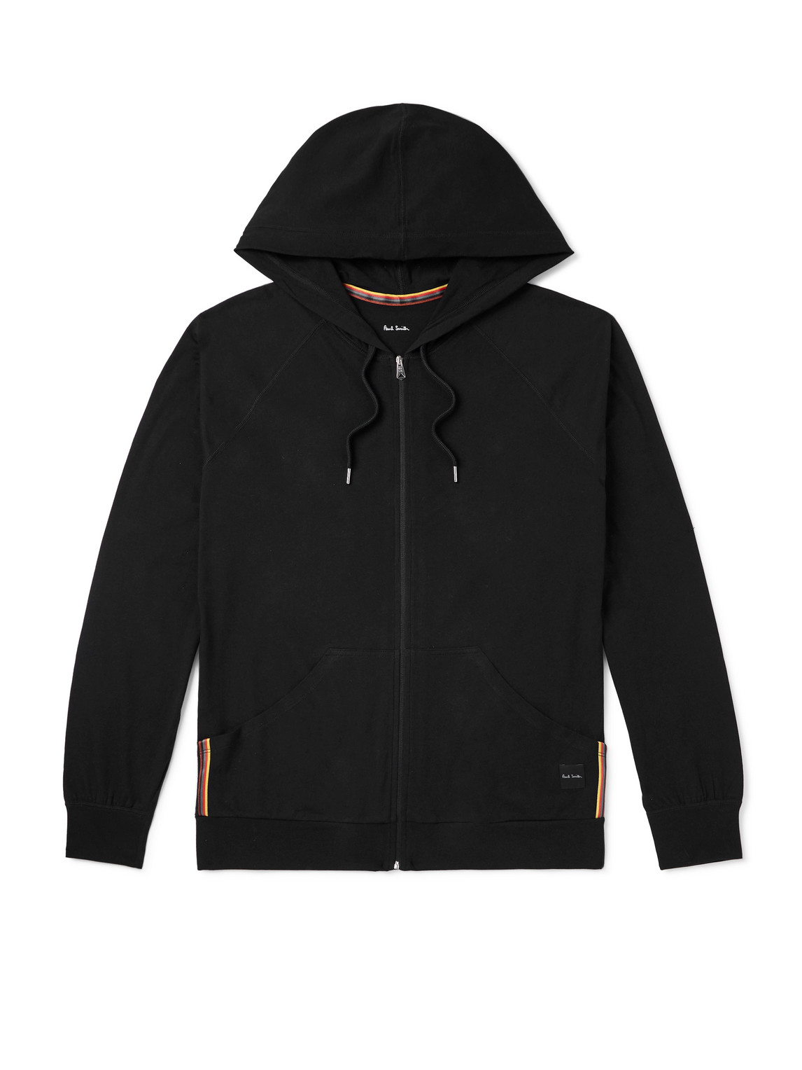 Paul Smith Webbing-trimmed Cotton-jersey Zip-up Hoodie