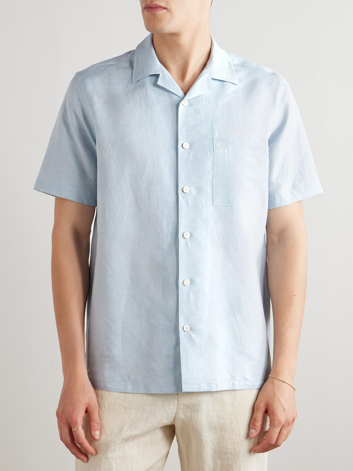 Canali Linen And Cotton-blend Shirt In Blue
