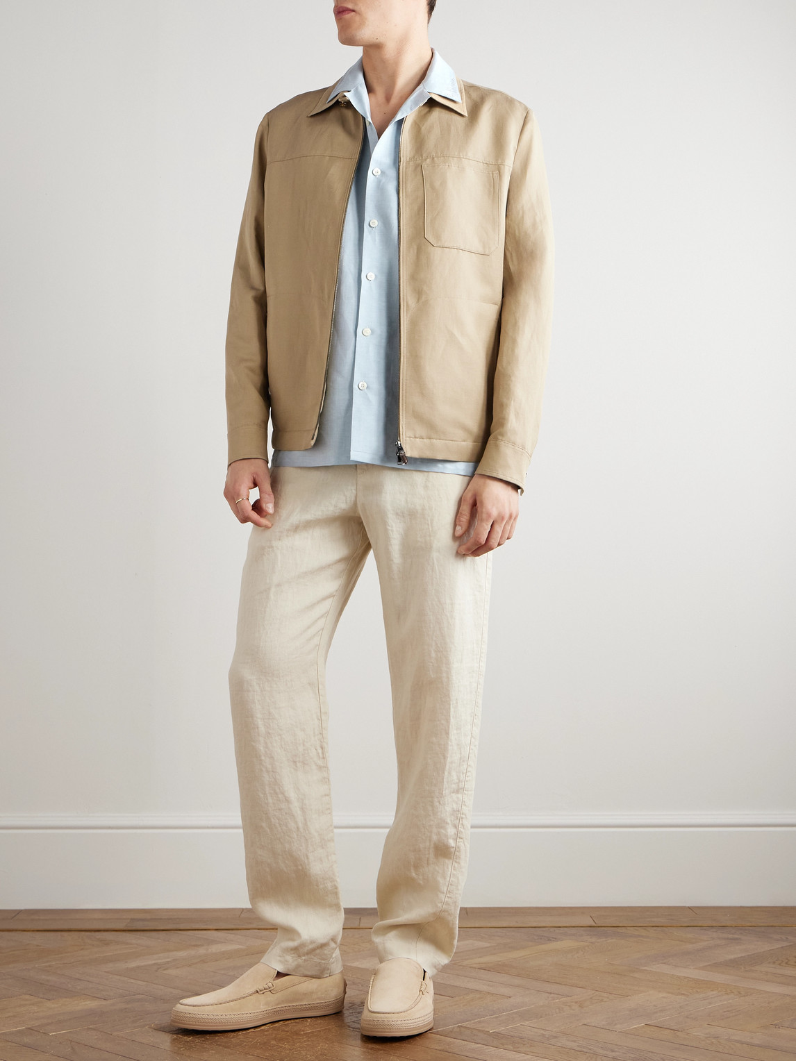 Canali Linen And Cotton-blend Shirt In Blue