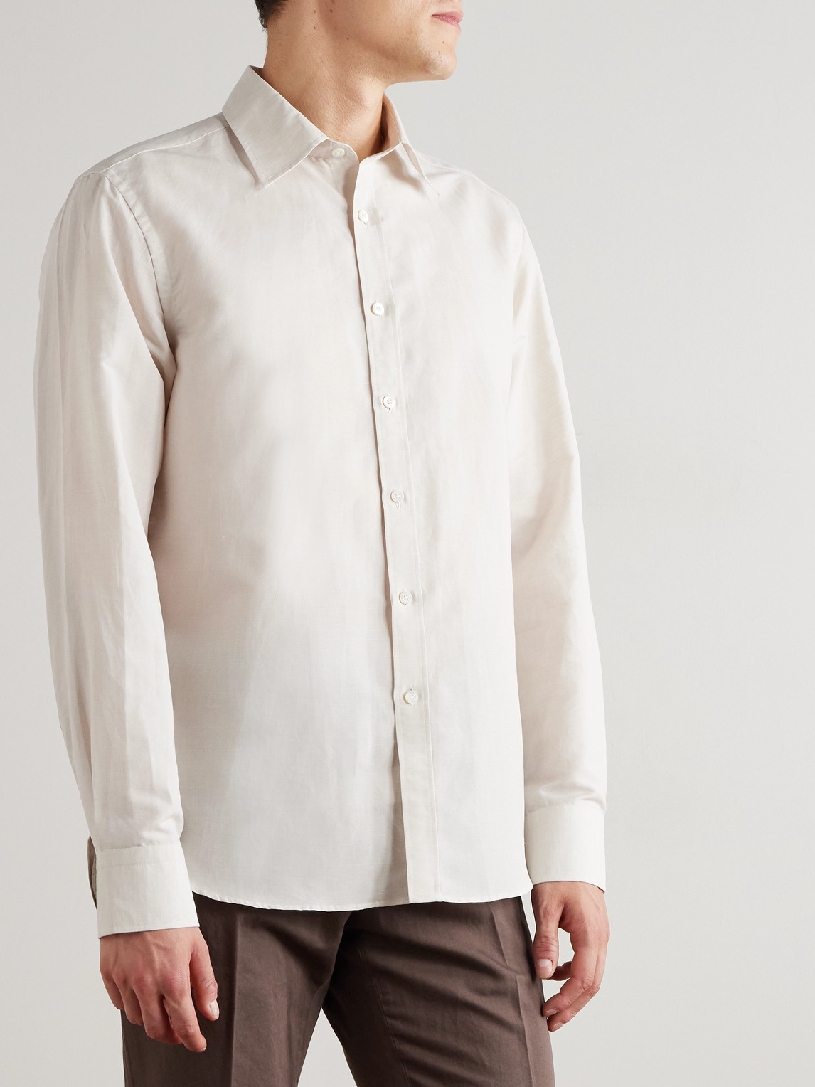 Canali Linen And Cotton-blend Shirt In White