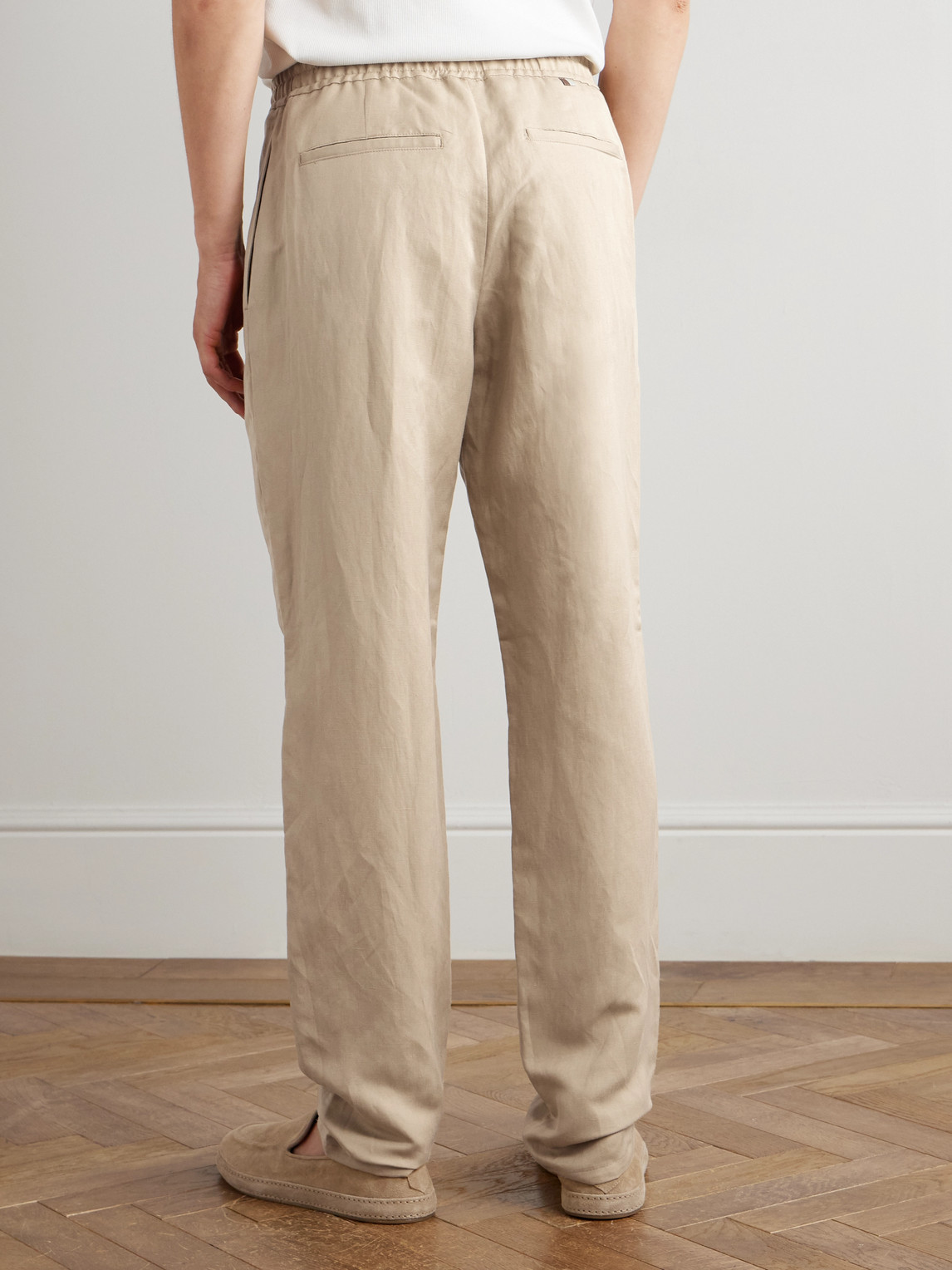 Canali Linen And Silk-blend Drawstring Trousers