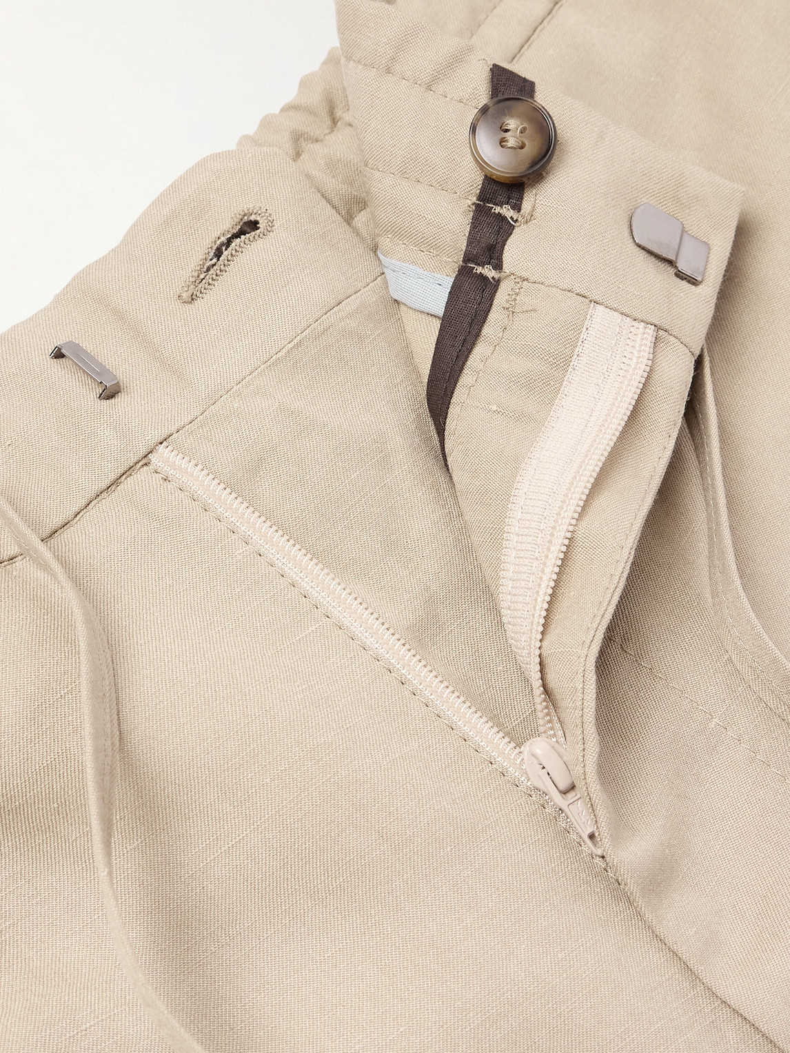 Canali Linen And Silk-blend Drawstring Trousers