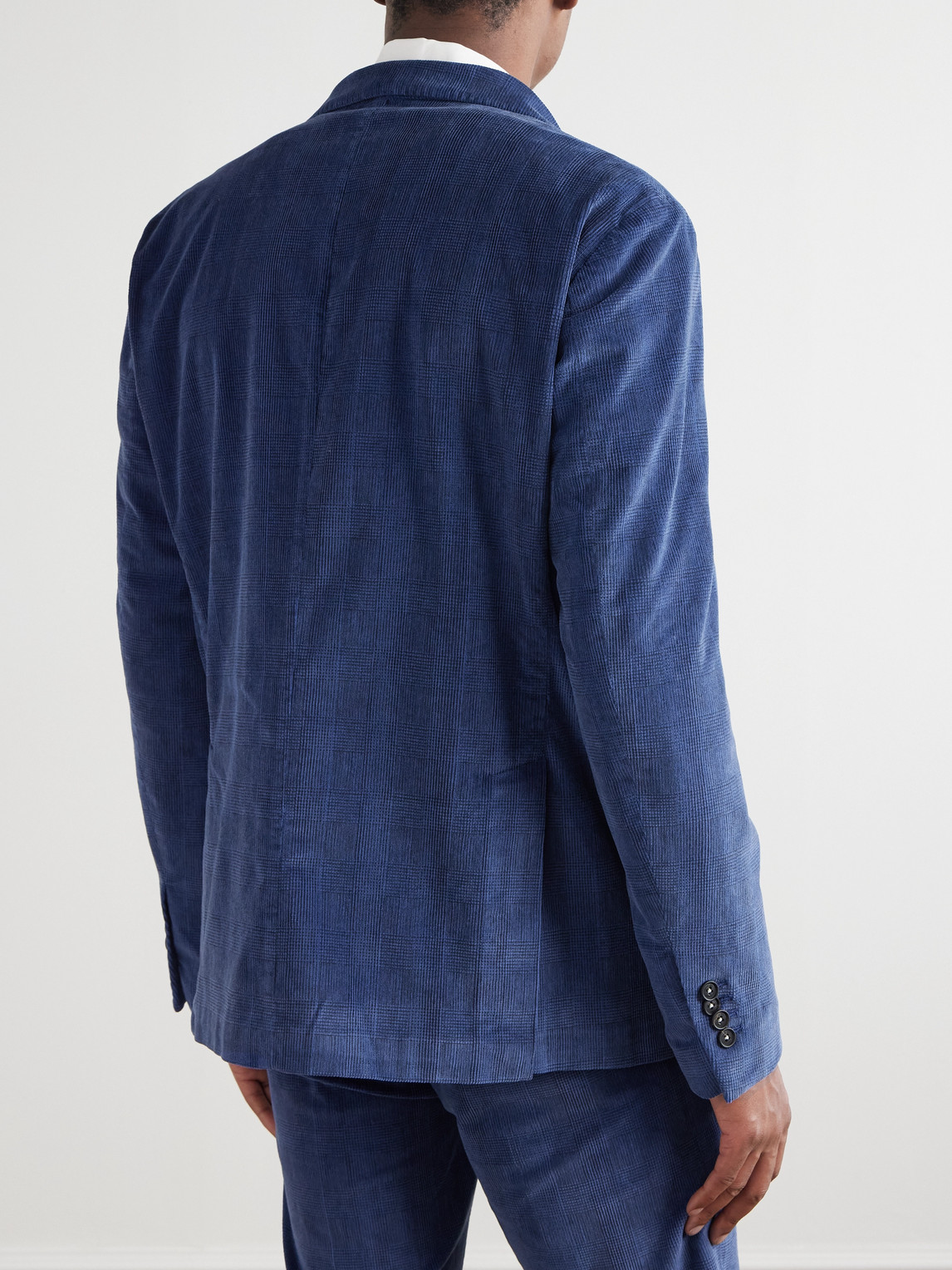 Massimo Alba Catch2 Prince Of Wales Checked Cotton-blend Corduroy Blazer In Blue