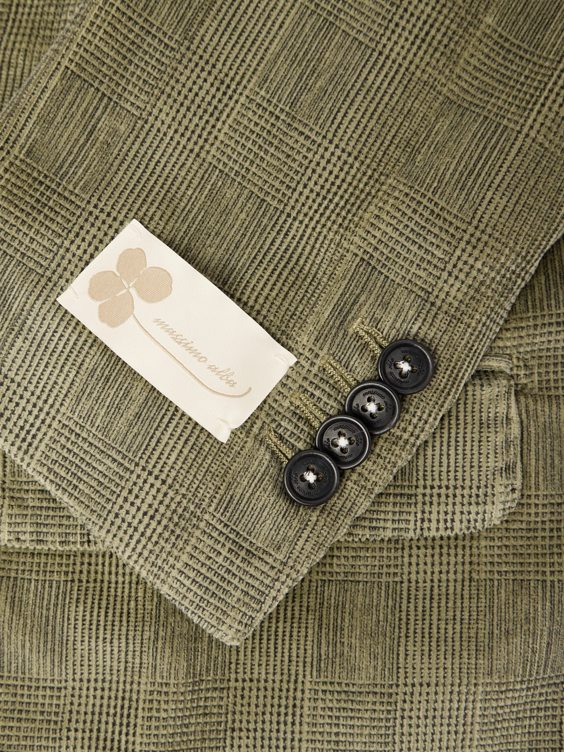 Massimo Alba Monster Double-breasted Prince Of Wales Checked Cotton-blend Corduroy Blazer In Green