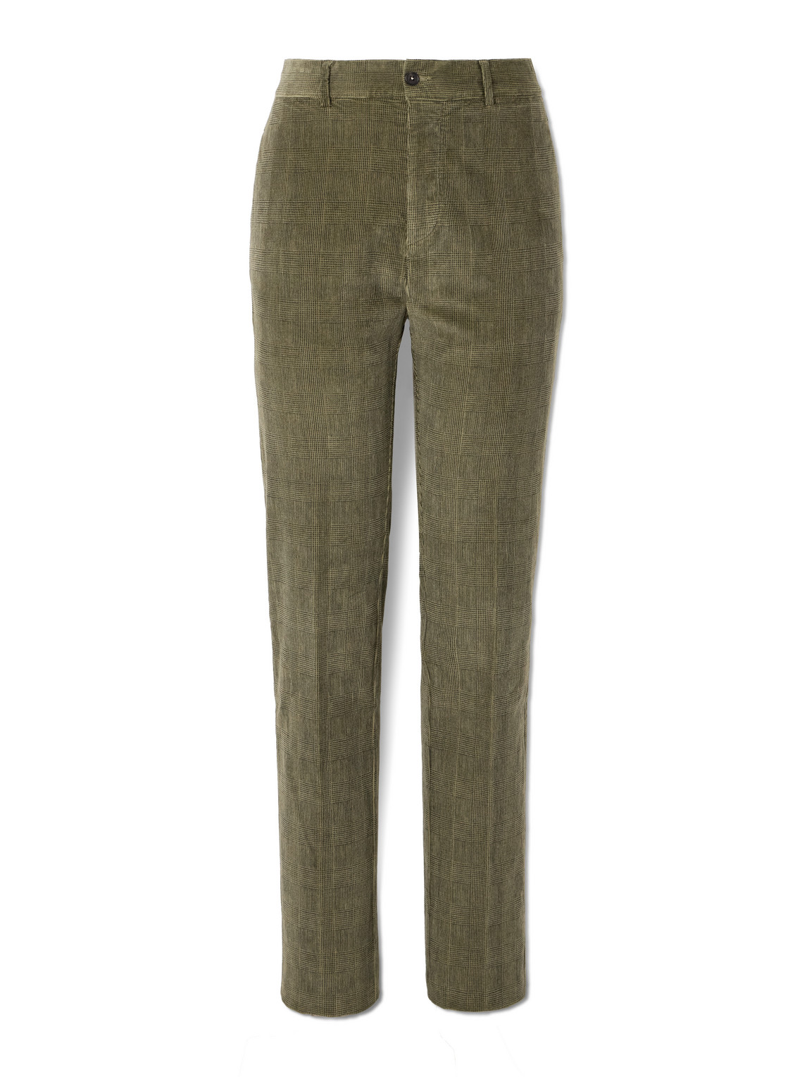 Massimo Alba Mauko Straight-leg Prince Of Wales Checked Cotton-blend Corduroy Suit Trousers In Green