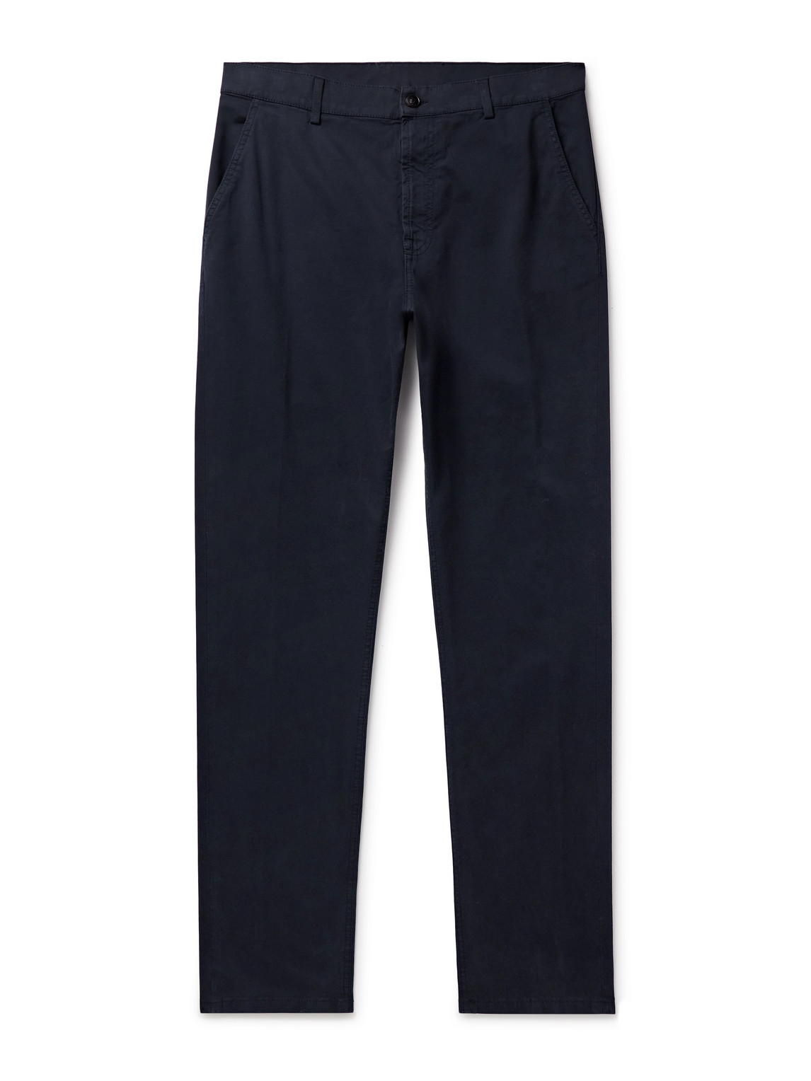 Canali Slim-fit Garment-dyed Cotton-blend Twill Trousers In Blue