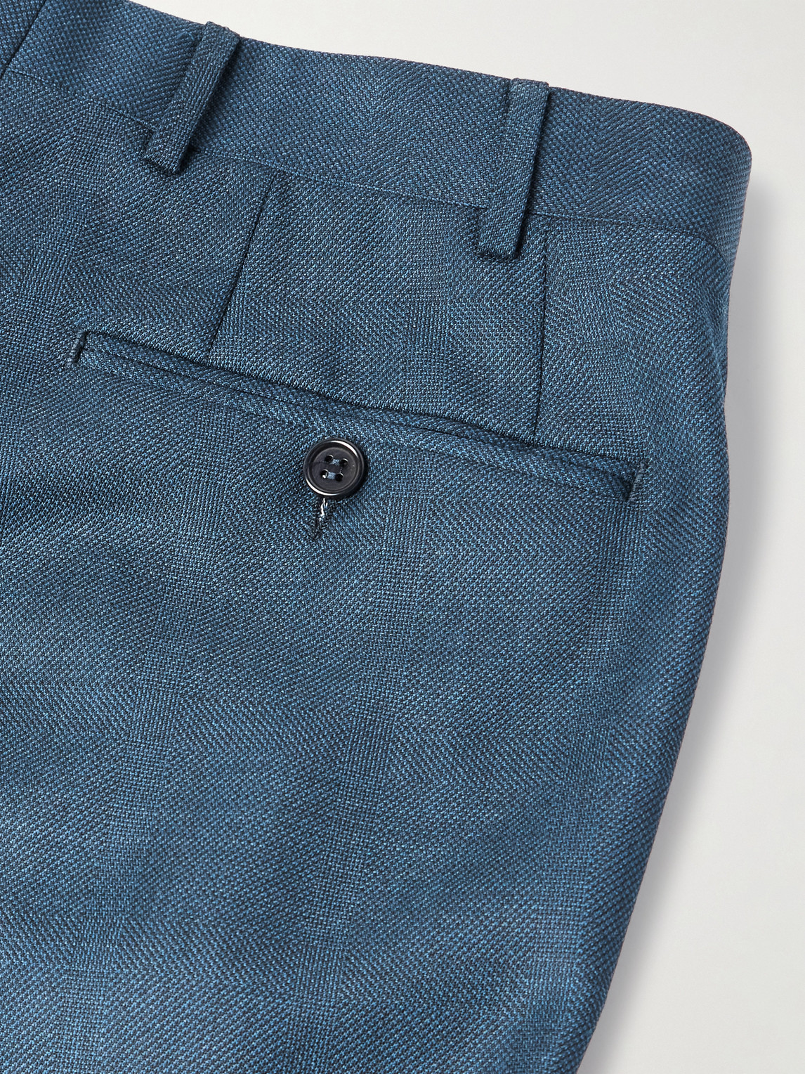 Canali Tapered Pleated Checked Wool Suit Trousers In Blue