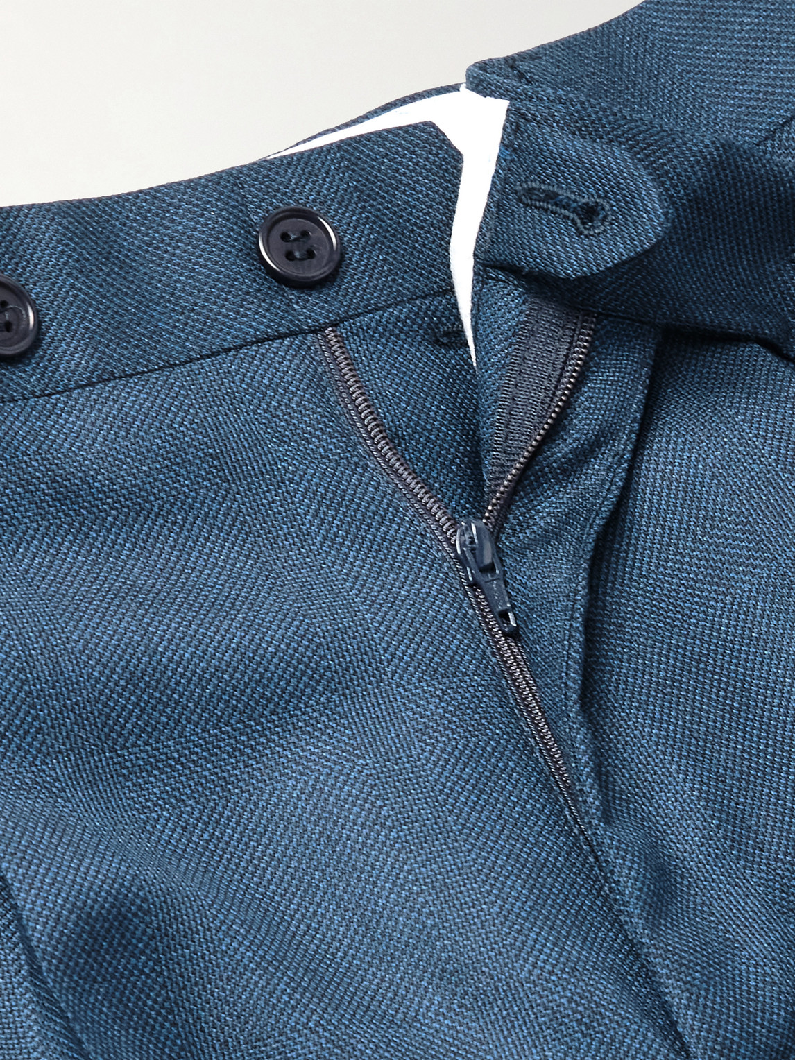 Canali Tapered Pleated Checked Wool Suit Trousers In Blue