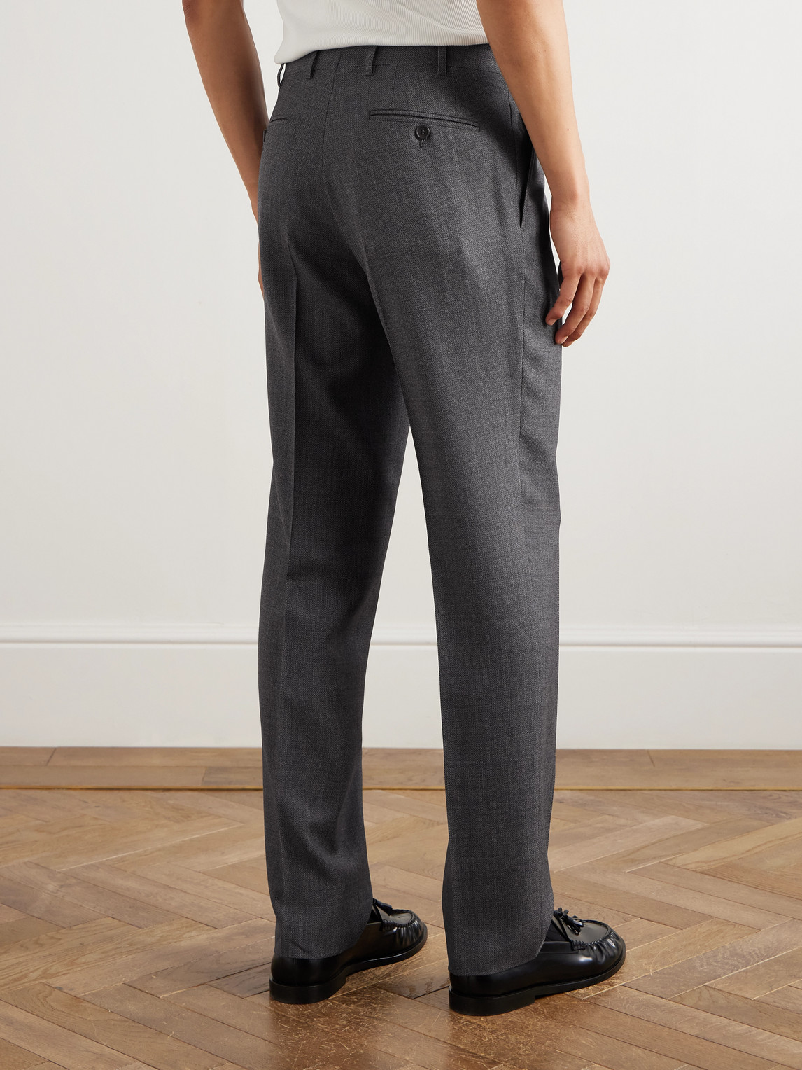 Canali Straight-leg Pleated Wool Suit Trousers In Gray