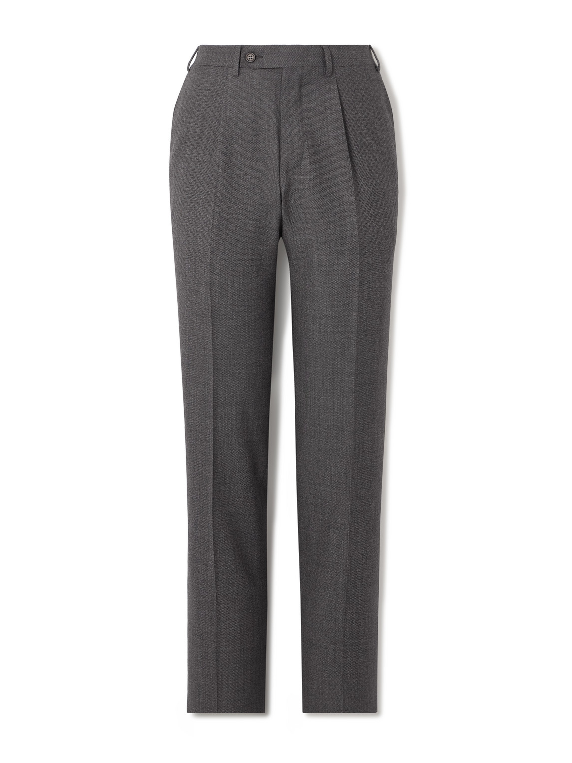 Canali Straight-leg Pleated Wool Suit Trousers In Gray