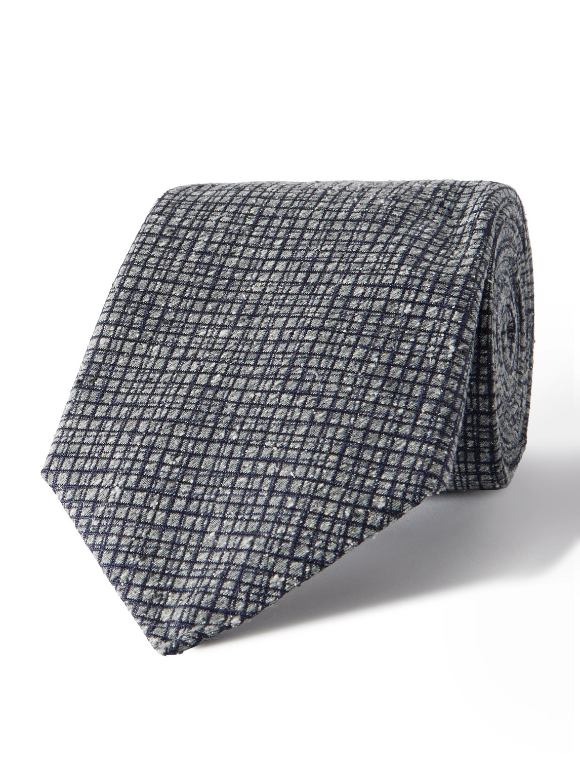 Canali 8cm Checked Silk-jacquard Tie In Gray