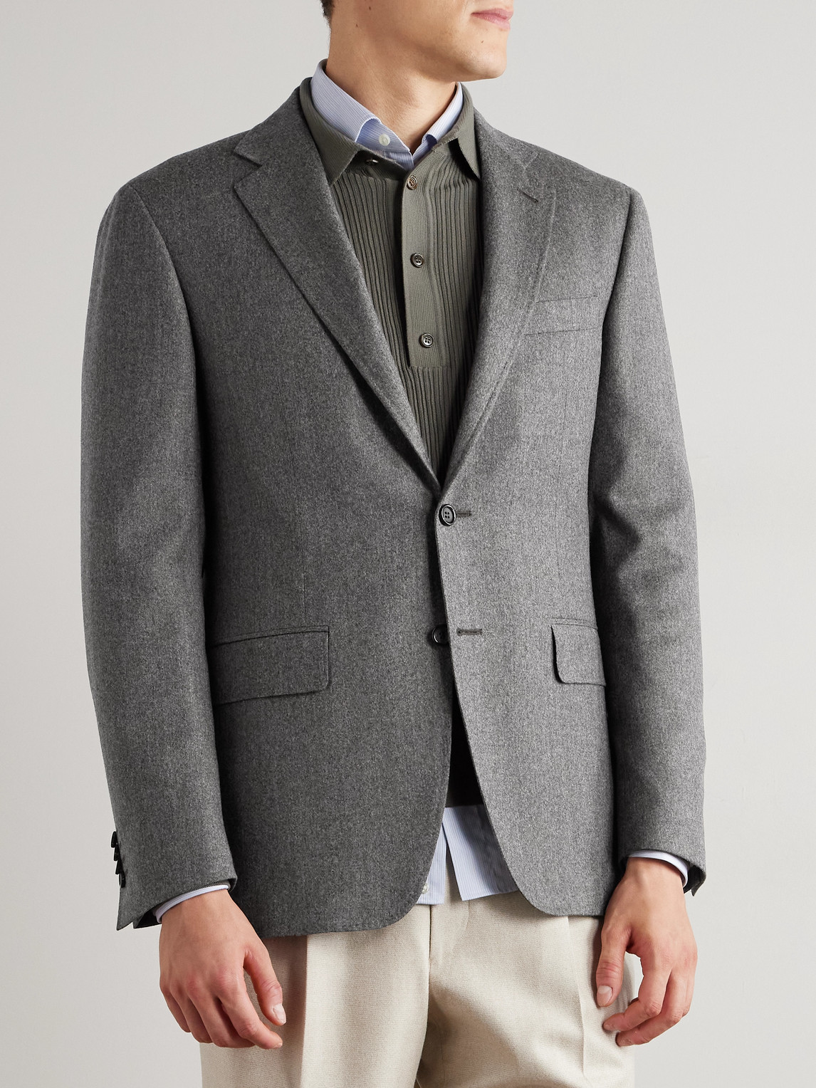 Canali Impeccabile Double-breasted Wool Suit Jacket In Gray
