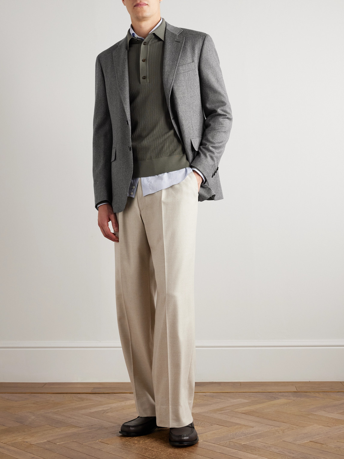 Canali Impeccabile Double-breasted Wool Suit Jacket In Gray