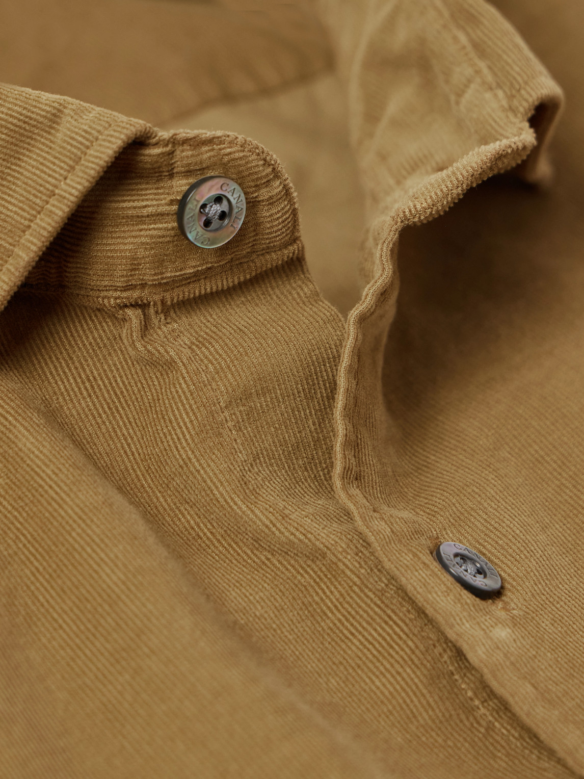 Canali Slim-fit Garment-dyed Cotton-corduroy Shirt In Brown