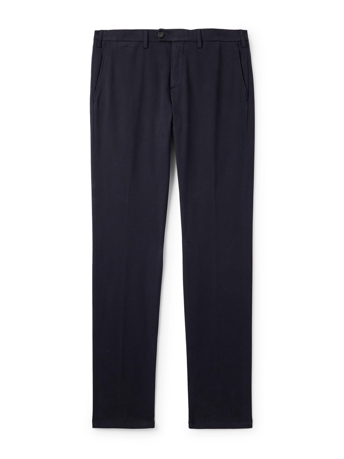 Slim-Fit Straight-Leg Pleated Stretch-Cotton Twill Trousers
