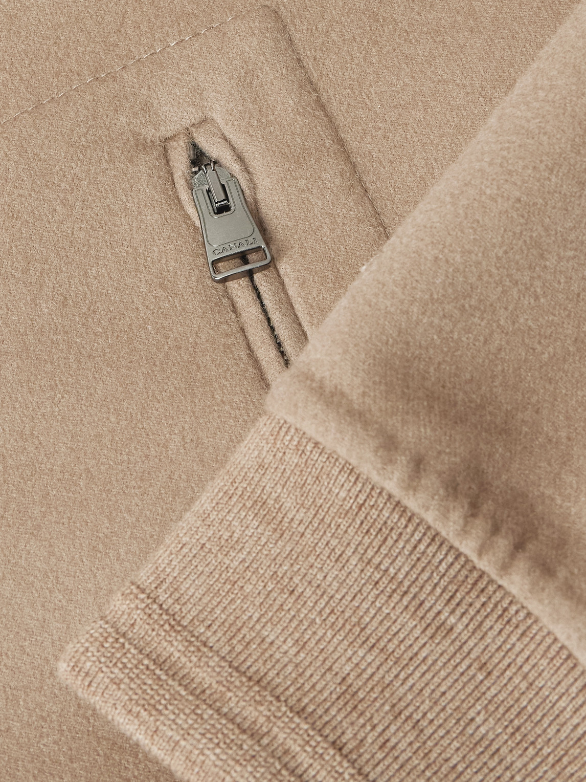 Canali Layered Wool And Cashmere-blend Bomber Jacket In Neutral