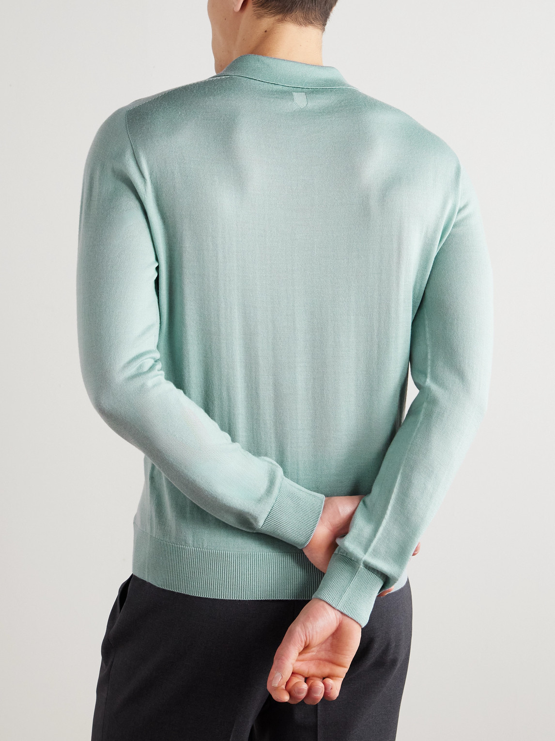 Canali Wool Polo Shirt In Blue