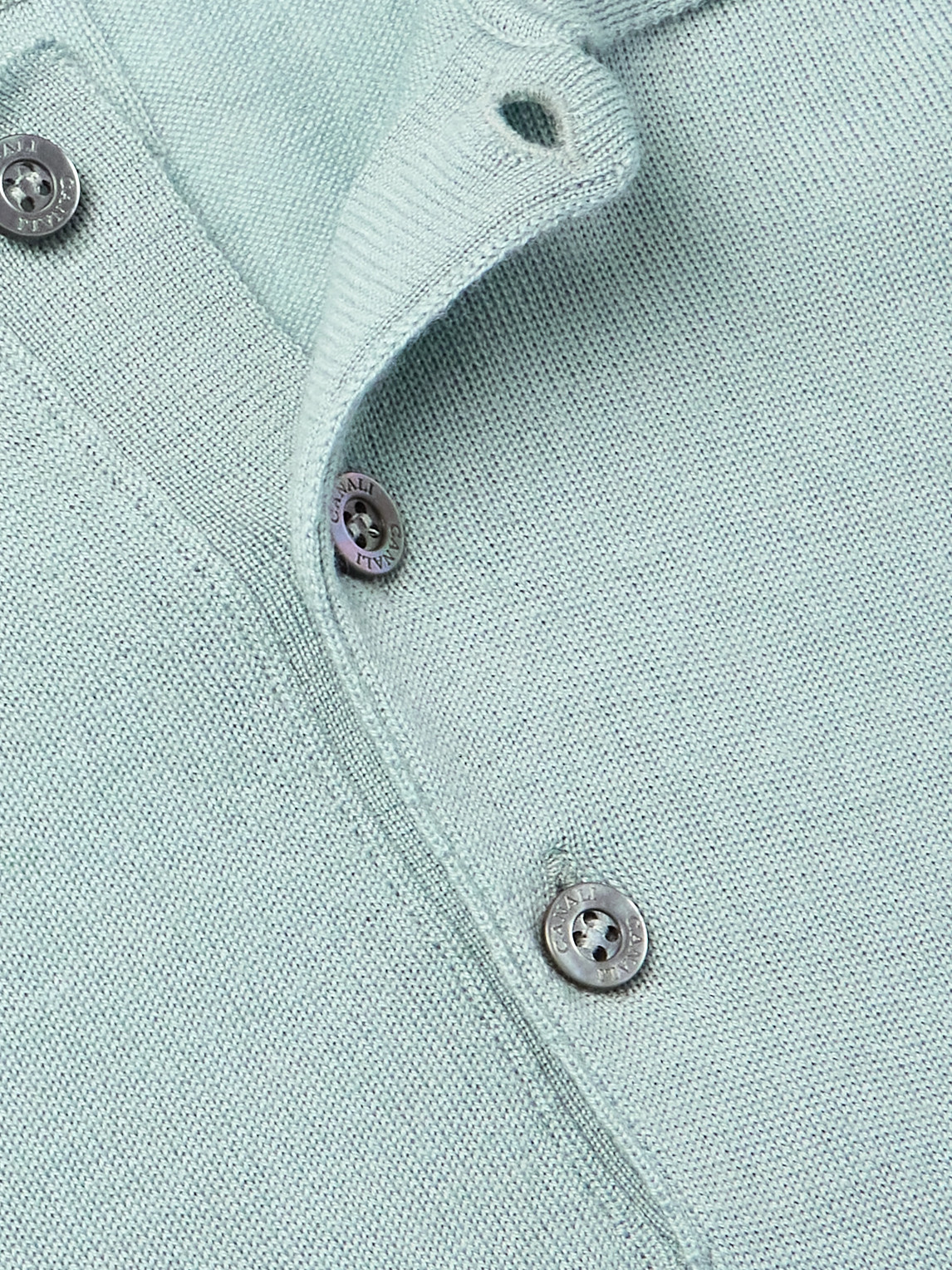 Canali Wool Polo Shirt In Blue