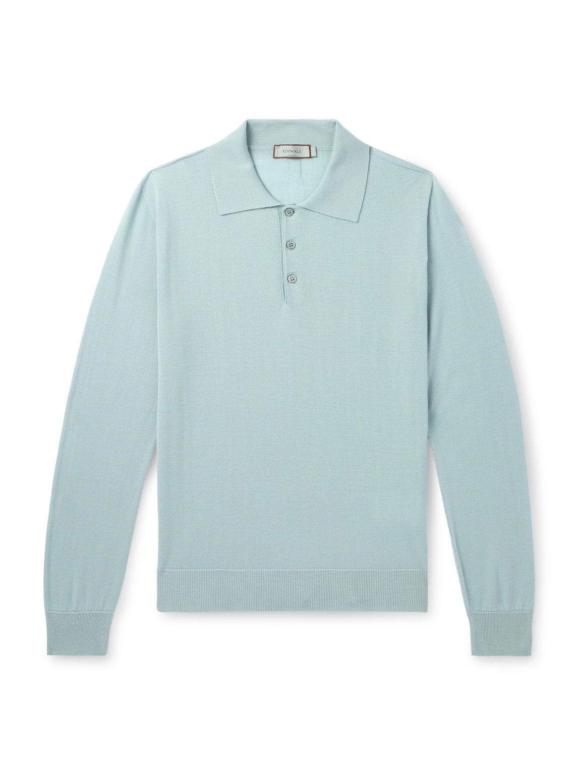 Canali Wool Polo Shirt In Blue