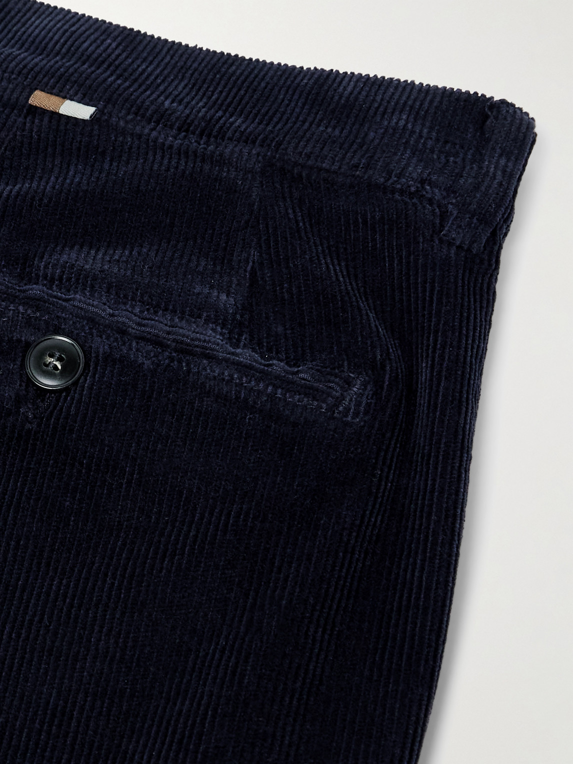 Canali Tapered Garment-dyed Stretch Cotton And Modal-blend Corduroy Trousers In Blue