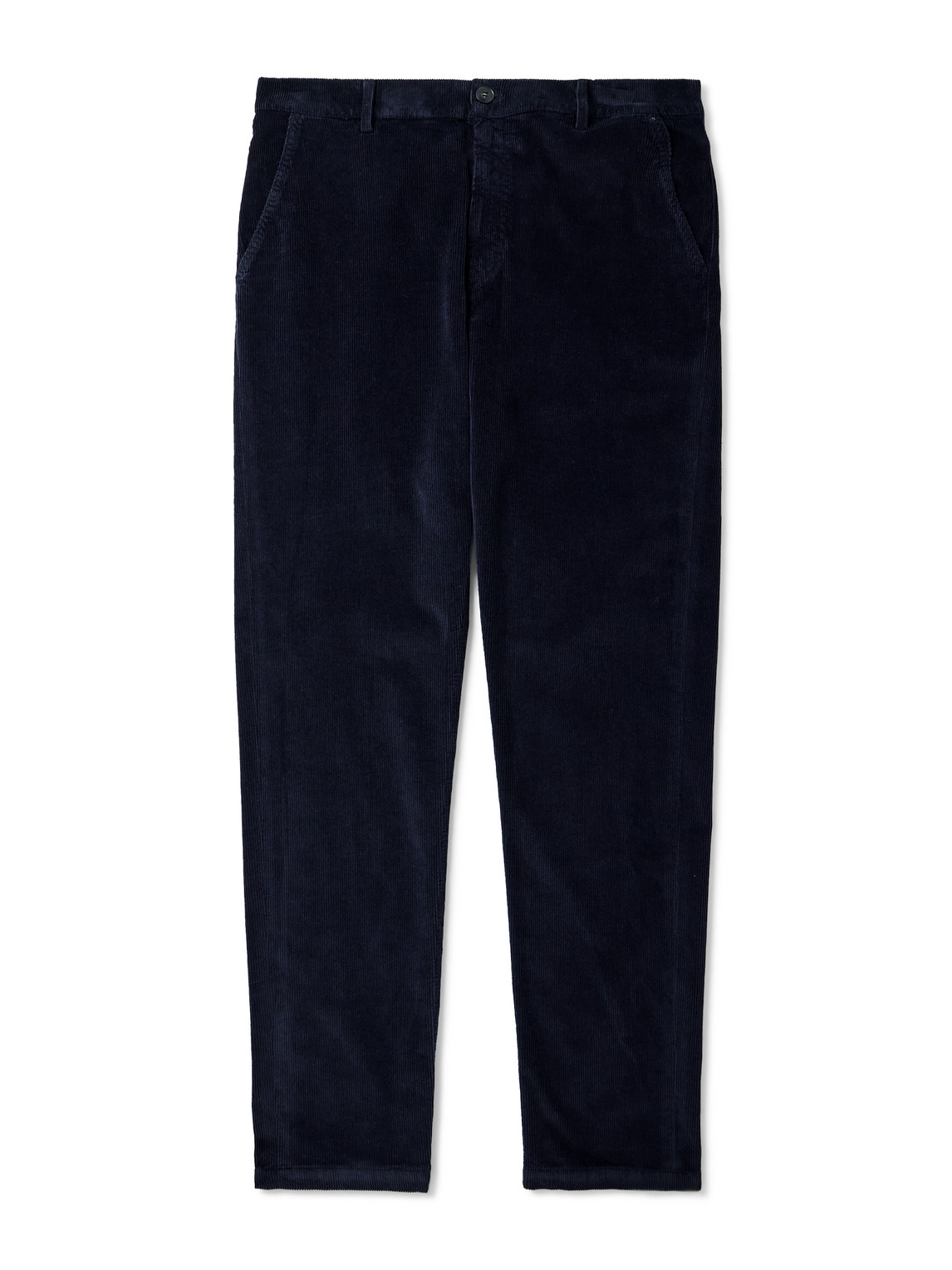 Canali Tapered Garment-dyed Stretch Cotton And Modal-blend Corduroy Trousers In Blue