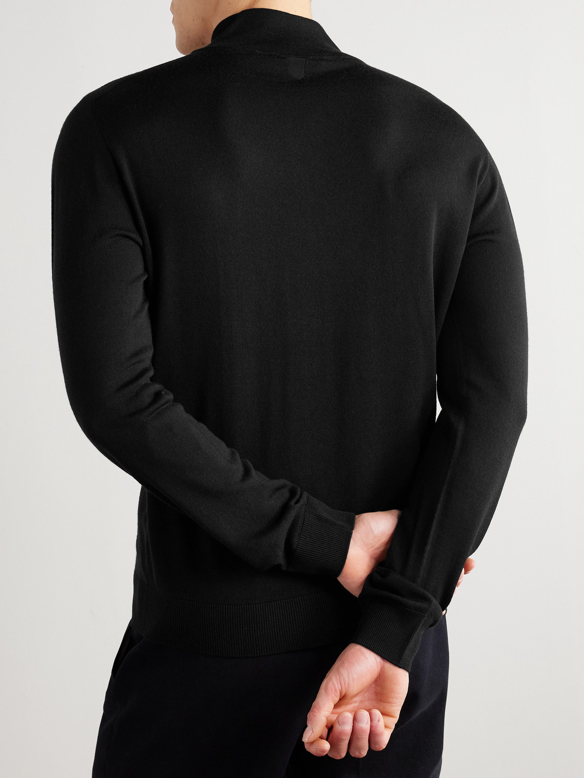 Canali Nuvola Merino Wool Half-zip Sweater In Black