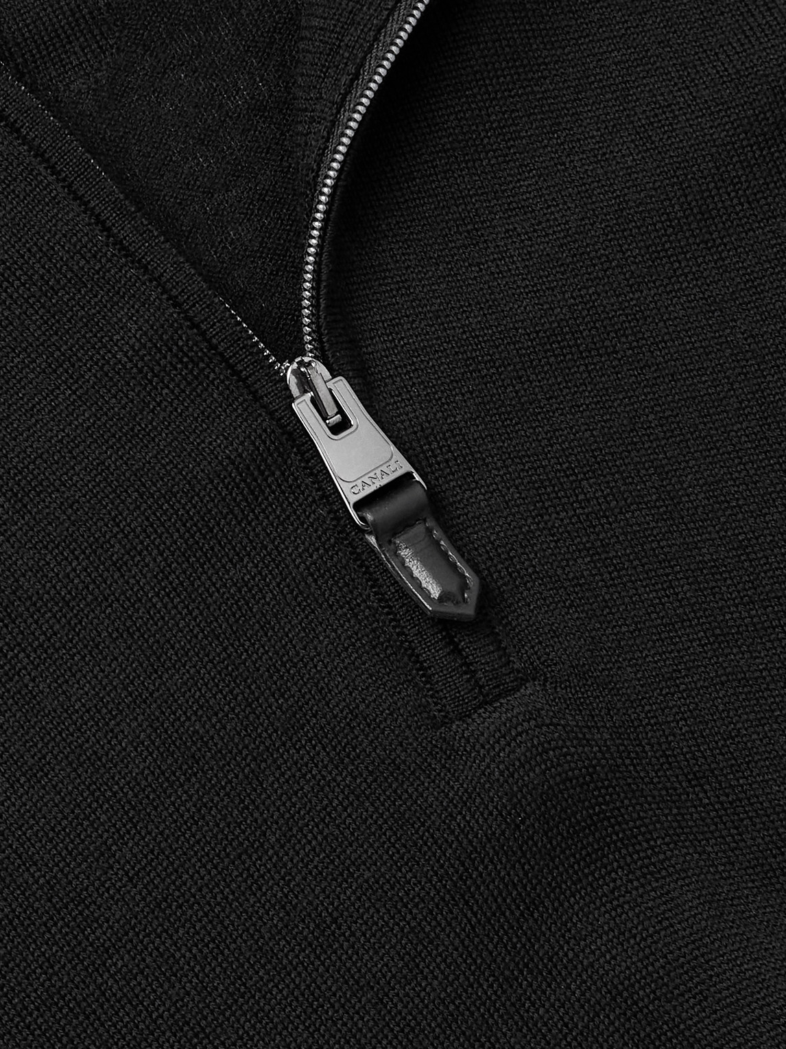 Canali Nuvola Merino Wool Half-zip Sweater In Black