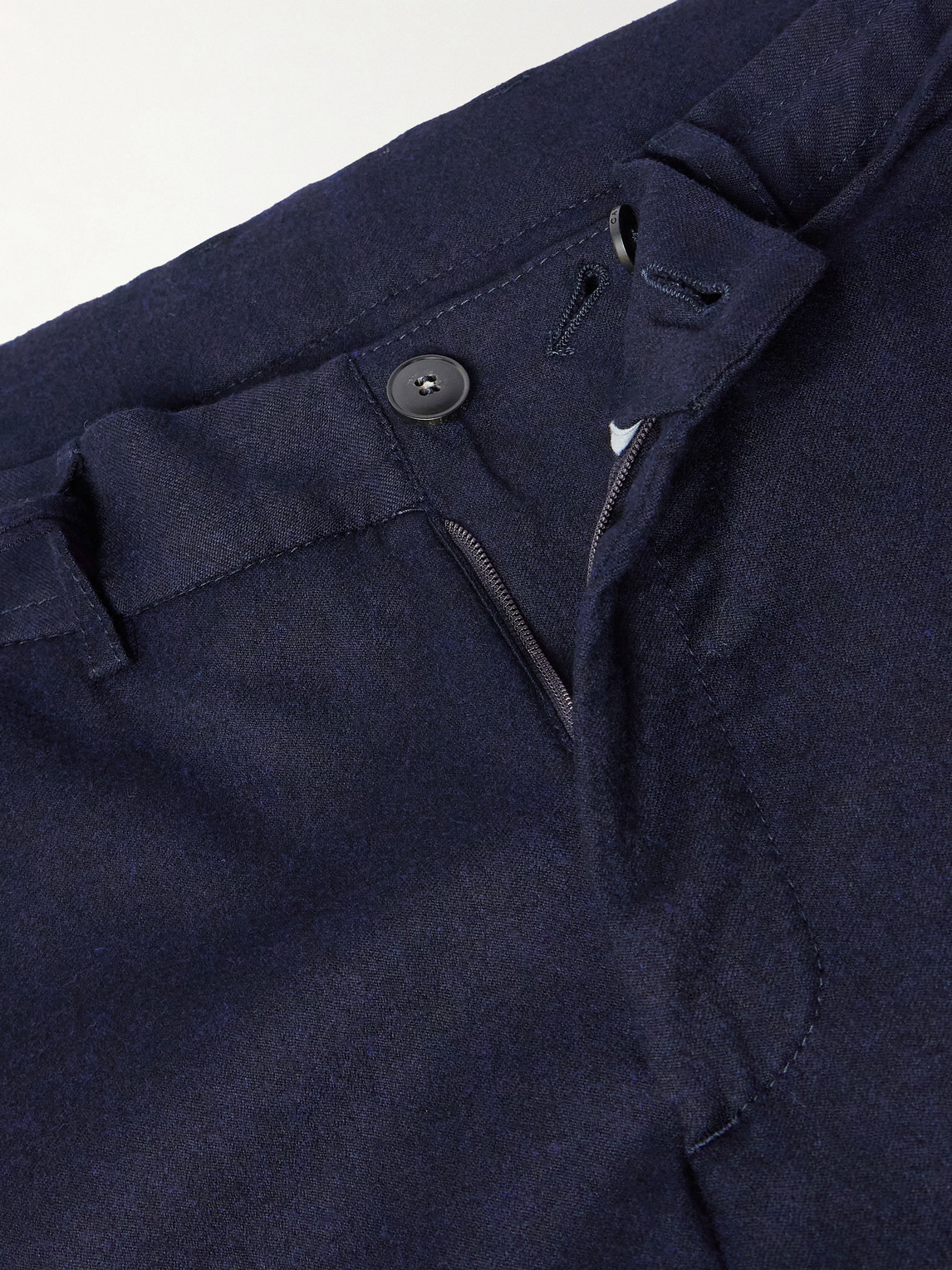 Canali Tapered Wool-flannel Drawstring Trousers In Blue