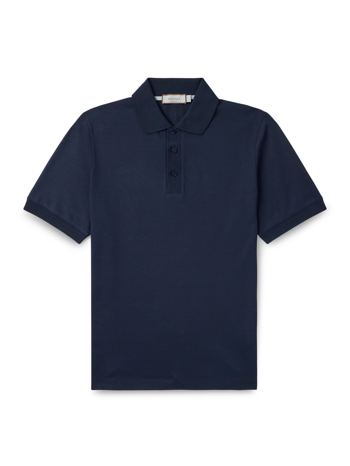 Canali Cotton And Silk-blend Piqué Polo Shirt In Blue