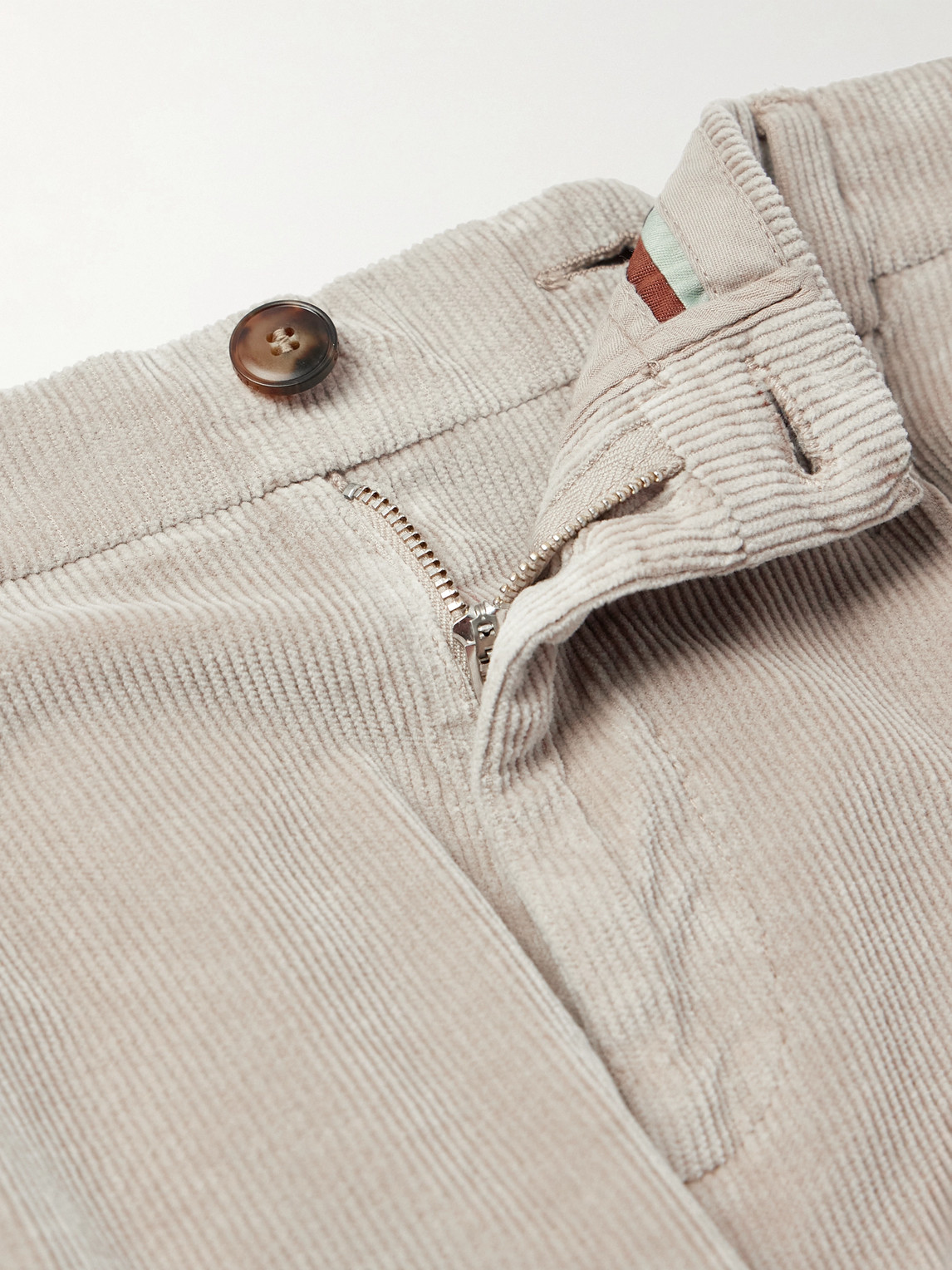 Canali Straight-leg Garment-dyed Stretch Cotton And Modal-blend Corduroy Trousers In Neutral