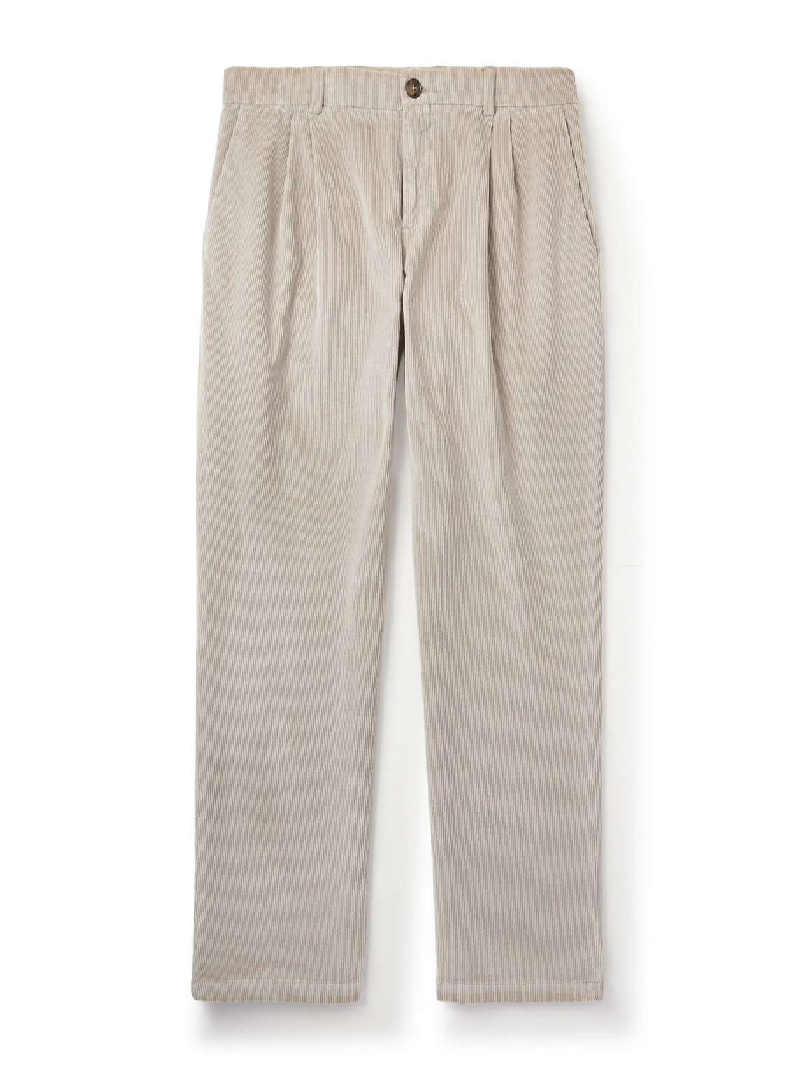 Canali Straight-leg Garment-dyed Stretch Cotton And Modal-blend Corduroy Trousers In Neutral