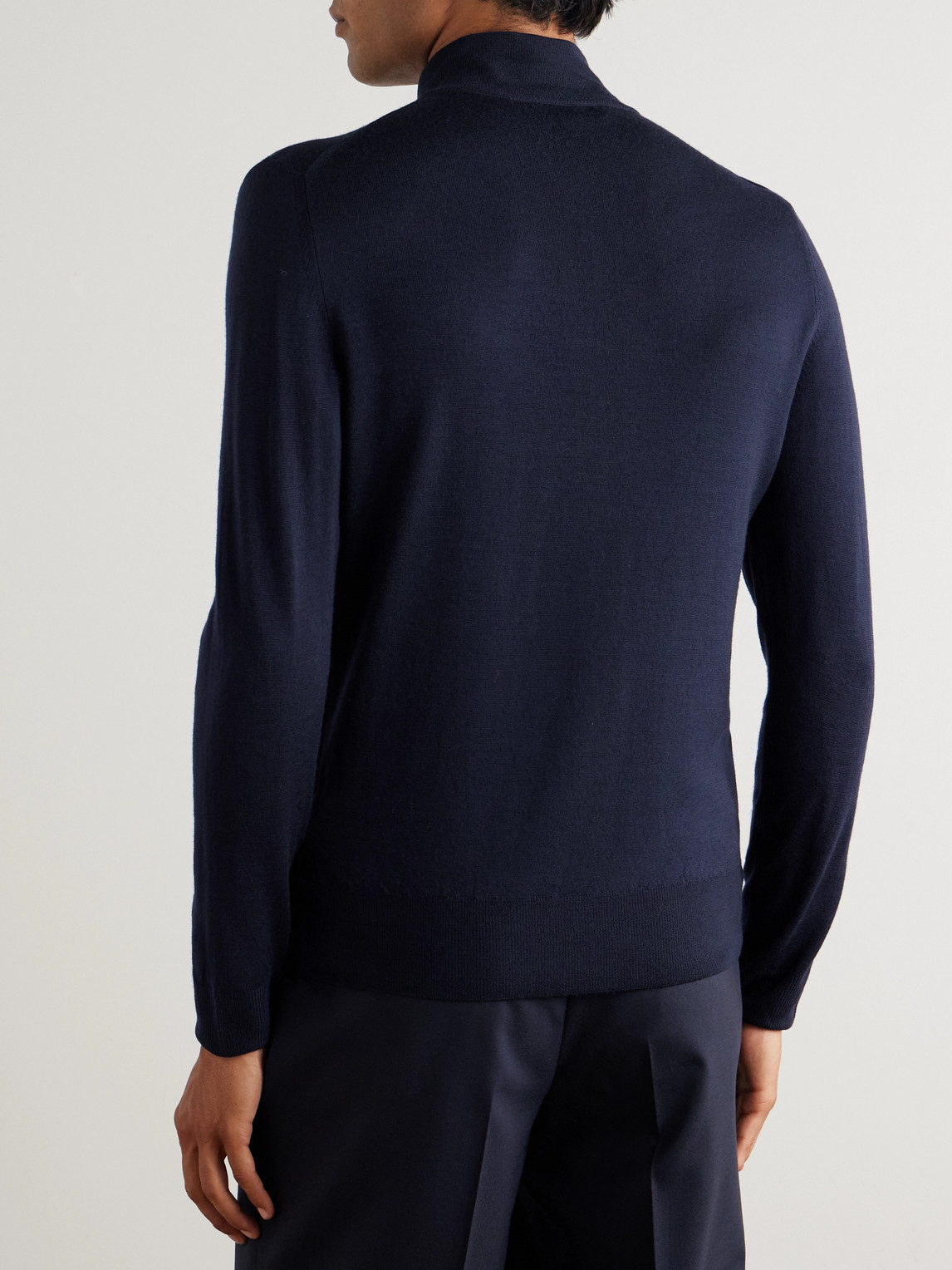 Canali Slim-fit Wool Half-zip Sweater In Blue