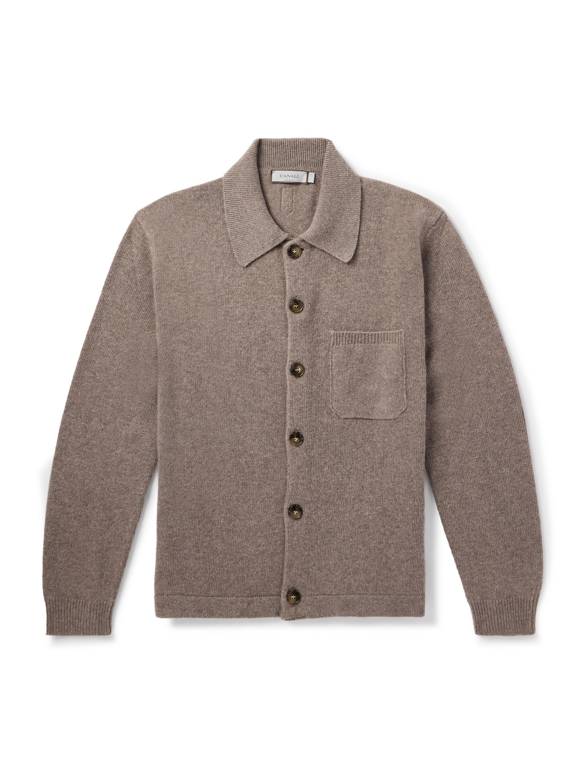 Canali Wool And Cashmere-blend Cardigan In Neutral