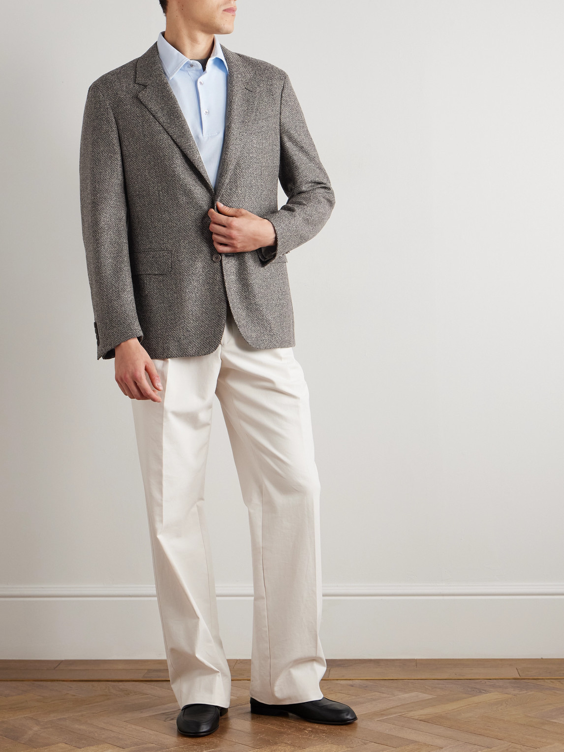 Canali Wool-blend Blazer In Gray