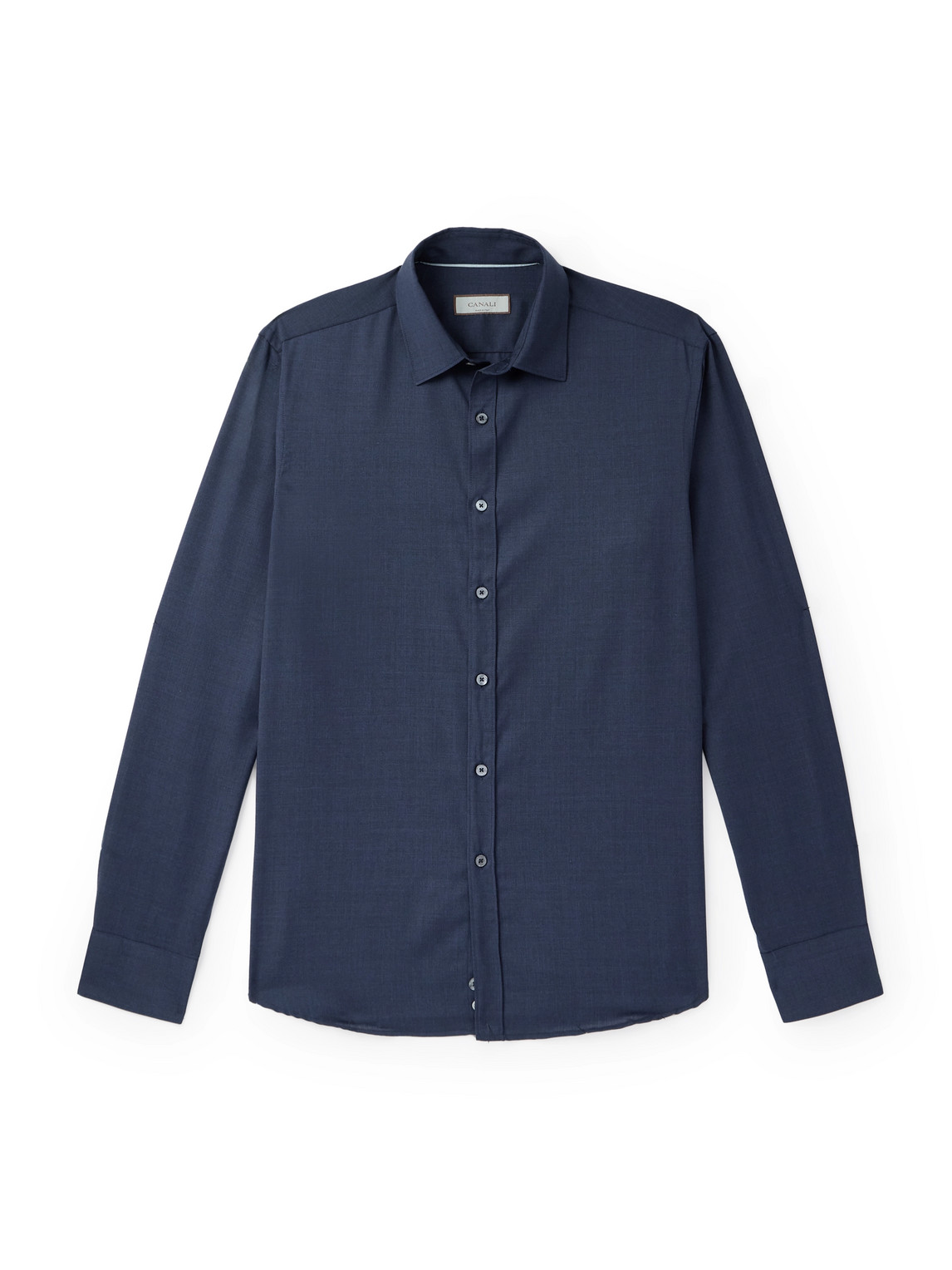 Impeccabile Cutaway-Collar Wool-Poplin Shirt