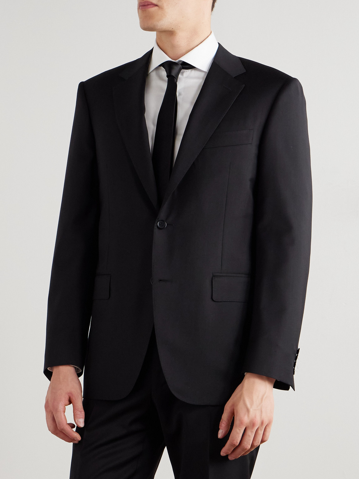 Canali Super 130s Wool Suit Jacket In Black