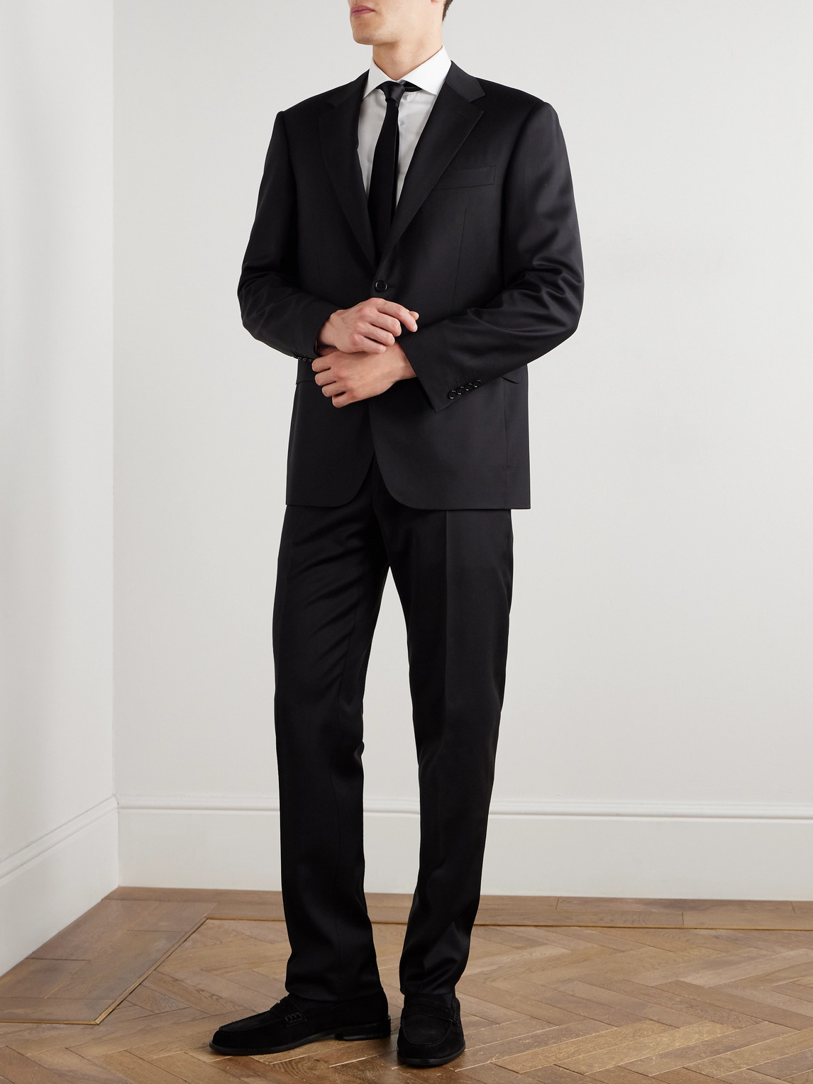 Canali Super 130s Wool Suit Jacket In Black