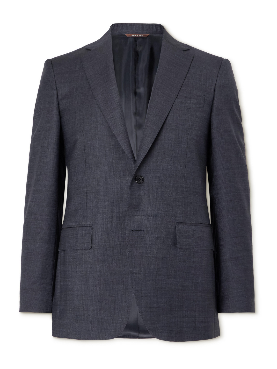 Canali Super 130s Slim-fit Checked Wool Suit Jacket In Blue