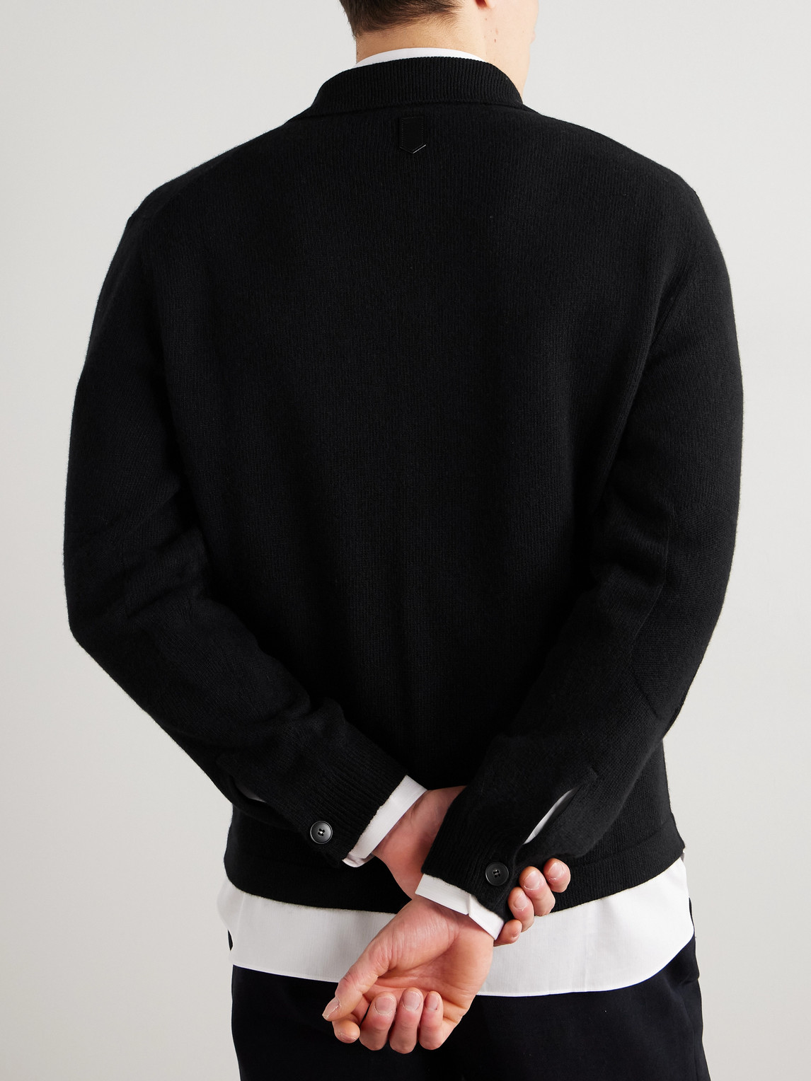 Canali Wool And Cashmere-blend Cardigan In Black