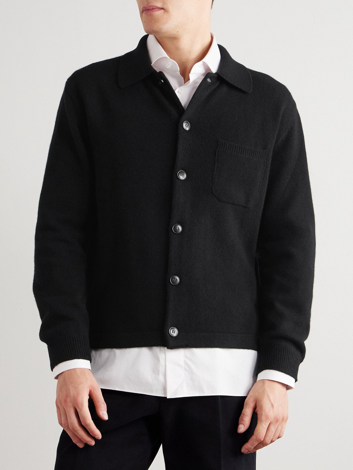 Canali Wool And Cashmere-blend Cardigan In Black