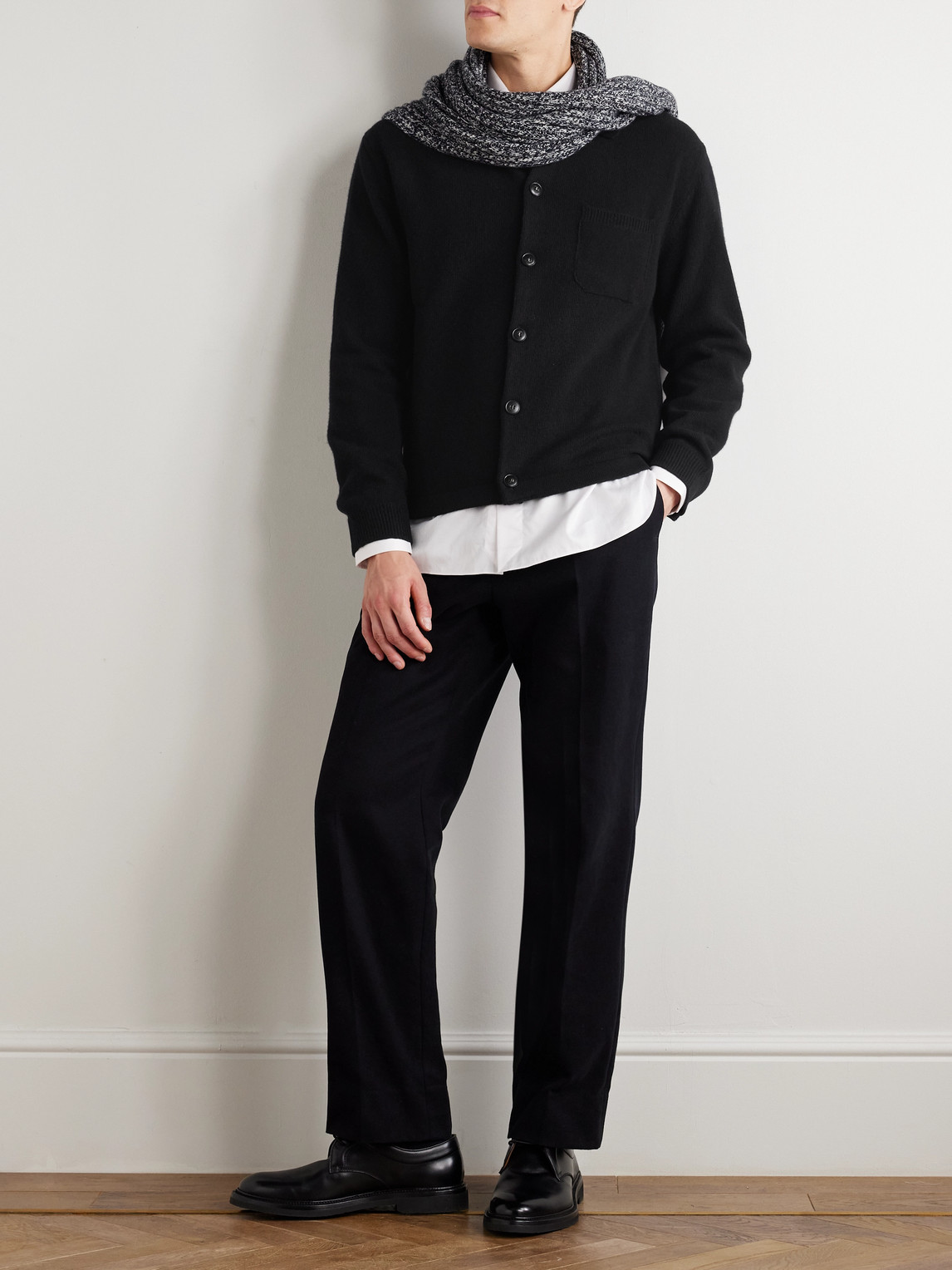 Canali Wool And Cashmere-blend Cardigan In Black
