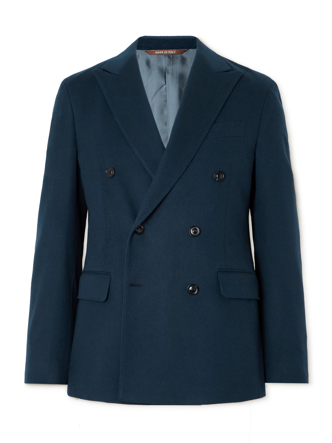 Double-Breasted Brushed Wool and Cashmere-Blend Blazer