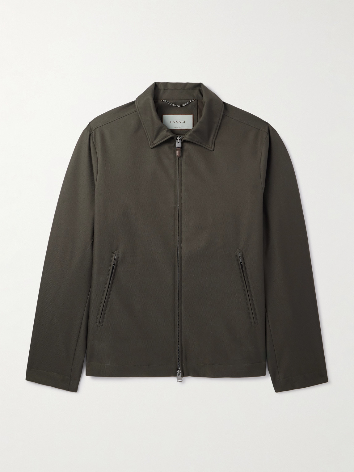 Canali Shell Bomber Jacket In Green