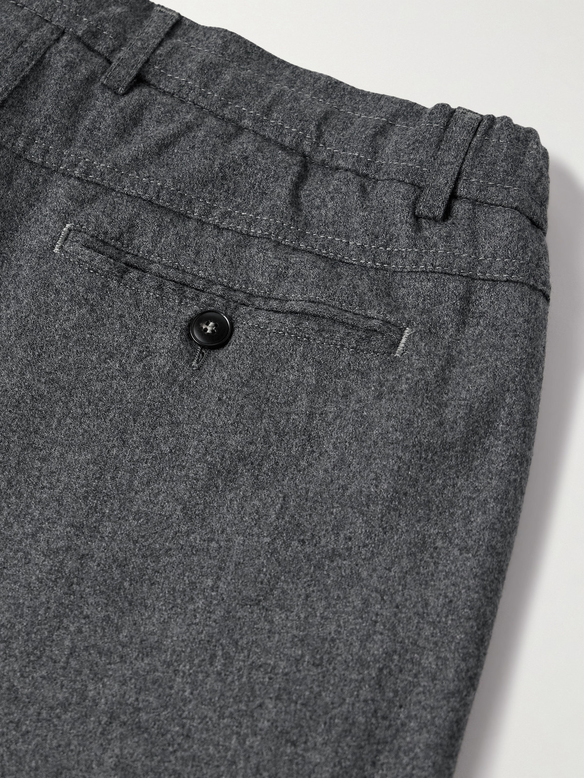 Canali Tapered Wool-flannel Drawstring Trousers In Gray