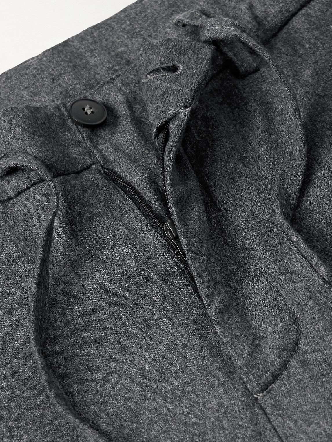 Canali Tapered Wool-flannel Drawstring Trousers In Gray